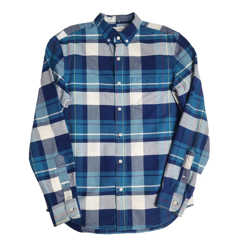Old‎ Navy Slim Fit Men's Button Down Everyday Blue Plaid Shirt size Small